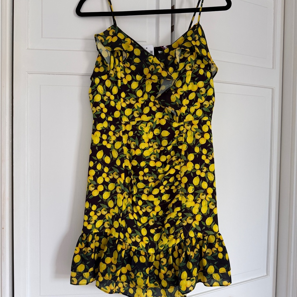 Parker Lemon Print Mini Ruffle Dress Size 6